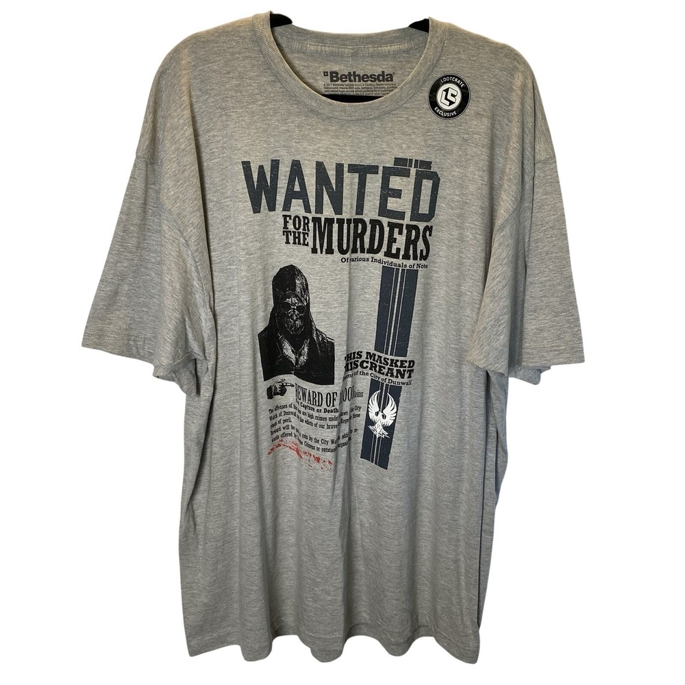Bethesda Dishonored T Shirt Mens 2XL Wanted For The Murders Gaming Lootcrate NEW